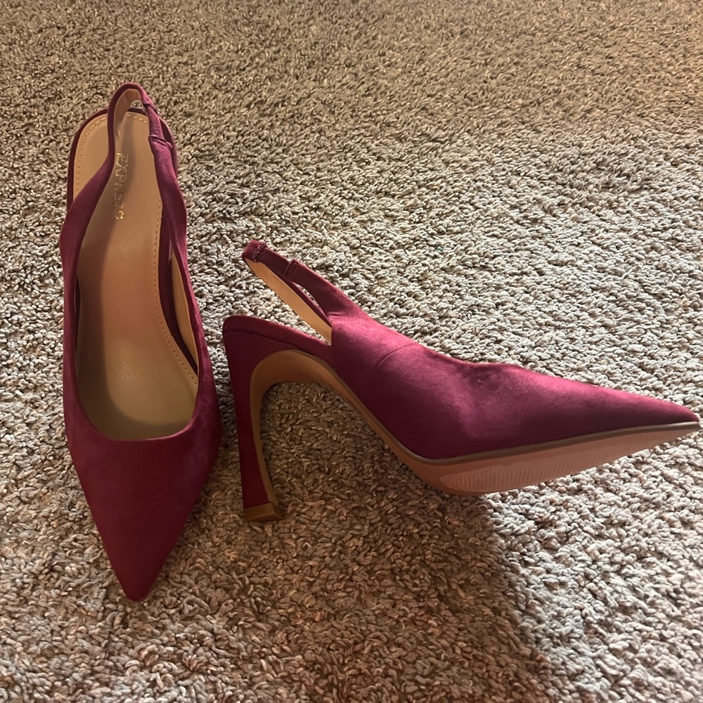 Express Maroon Slingback Heels